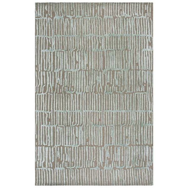 Soho 6 ft. x 9 ft. Green/Brown Striped Distressed Area Rug