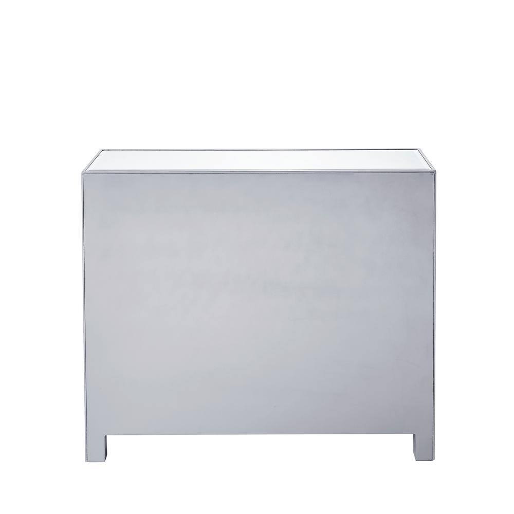 Contemporary 2-Drawer Antique Silver Mirror Nightstand with Crystal Knobs - 38x12x32