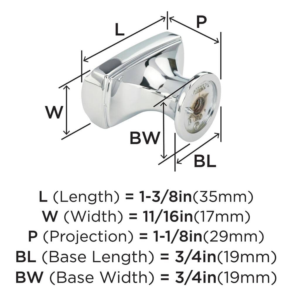 Polished Chrome T-Handle Cabinet Knob with Mounting Hardware