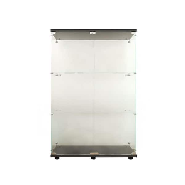 CONGE IMPORT LLC Black 31.7 in. x 49.3 in. Glass Decorative Rectangular Jewelry Box 2-door Display Cabinet 3-Shelves Door Durable Unique