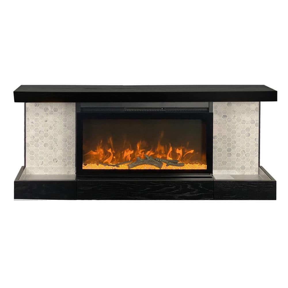 ActiveFlame Decor Electric Fireplace with Wall-Mount 48 in. Mantel, Hexagon