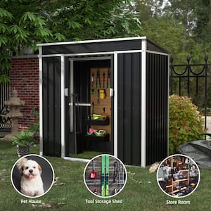 75.59 in. W x 72.83 in. H x 35.63 in. D Multifunctional Outdoor Metal Storage Shed , Freestanding Cabinet in Black