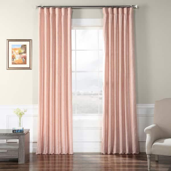 Exclusive Fabrics & Furnishings Rosey Faux Raw Silk Curtain in Finch Pink  - 50 in. W x 108 in. L
