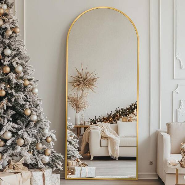 その他 Golden Christmas selfish volume 03.5 Gold 19 in. W x 58 in. H Arched Aluminum Full Length Mirror