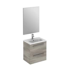 Street pack 20 in. W x 14 in. D Vanity in Sandy Grey with Vanity Top in White with White Basin and Mirror