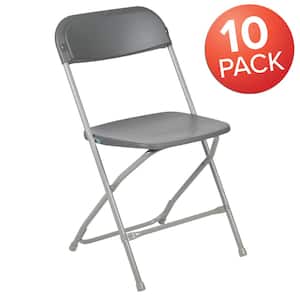 Grey Metal Folding Chair (Set of 10)
