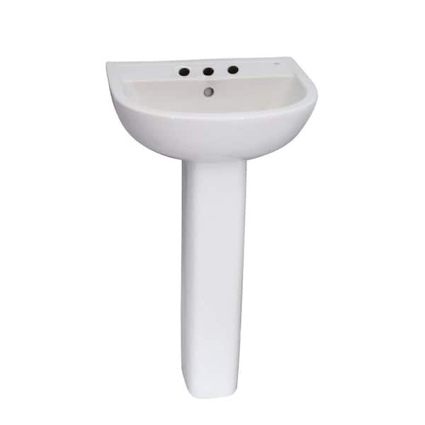 Barclay Products Compact 545 Pedestal Sink Combo in White with 8 in. Widespread Faucet Holes