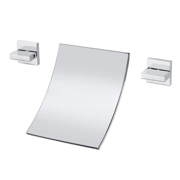 SUMERAIN Modern 2-Handle Wall Mounted Roman Tub Faucet with Hand Shower in Chrome