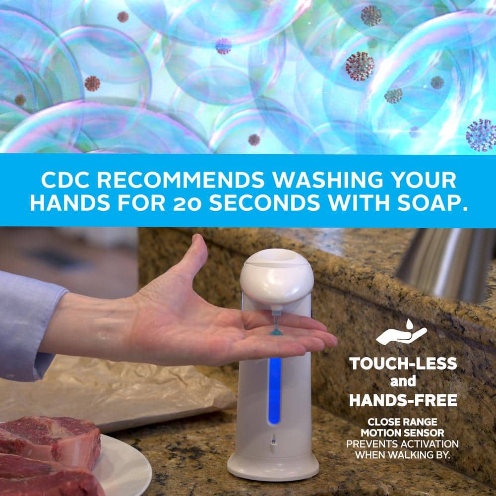 Automatic White and Silver Touch-Free Soap Dispenser