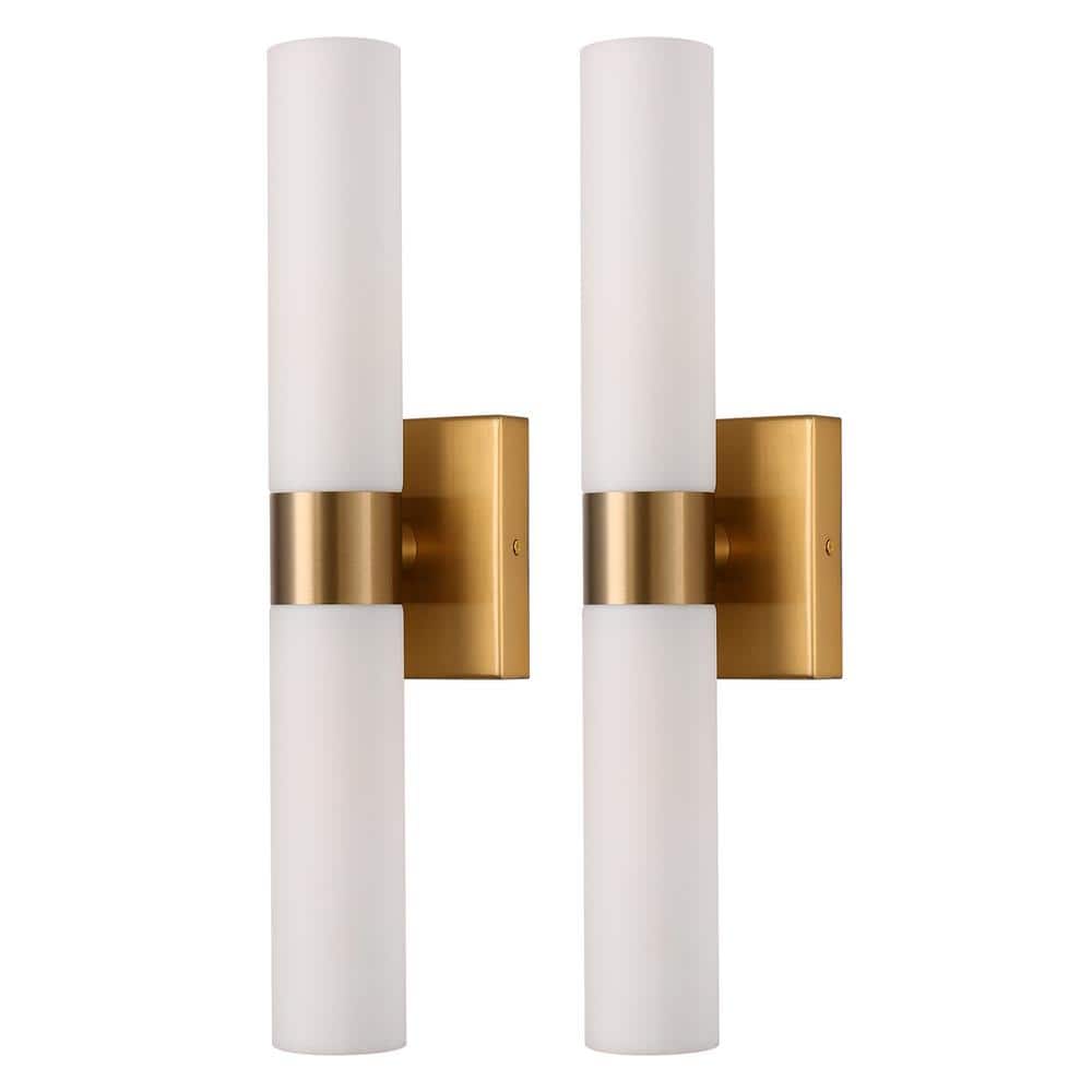 18 in. 2-Light Modern Gold Double Tube Wall Sconce, Sleek Up and Down Light Fixture for Bathroom, Bedroom, or Hallway price history on PriceWatchPro