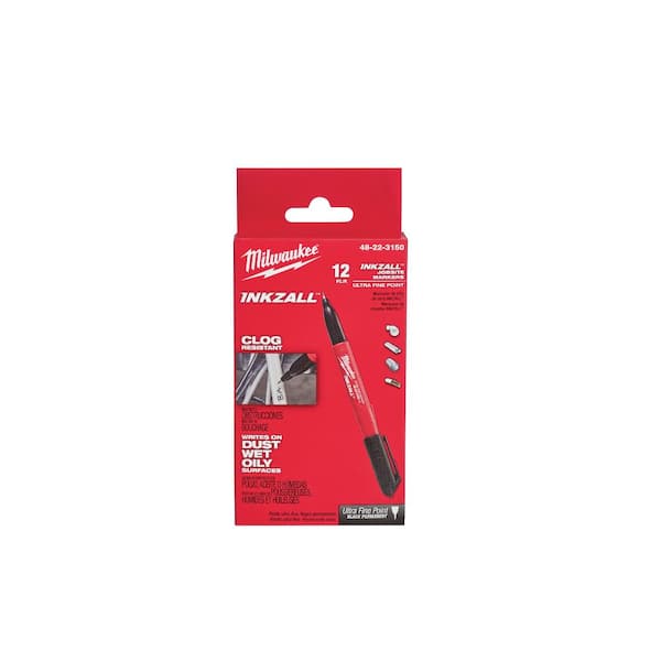 Milwaukee 48-22-3160 INKZALL Black Ultra Fine Point Pen 12PK - Industrial  Safety Products