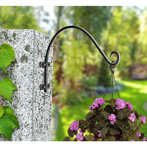 14 in. Black Premium Rust Resistant Iron Plant Hanger (Set of 2)