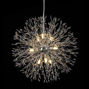 Oliver 9 Light Chrome with Colorful Crystal Contemporary Firework Starlight Chandelier