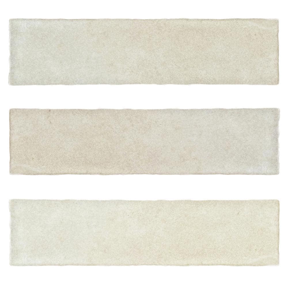 Beige Glossy Ceramic Subway Wall and Floor Tile 3" x 12"