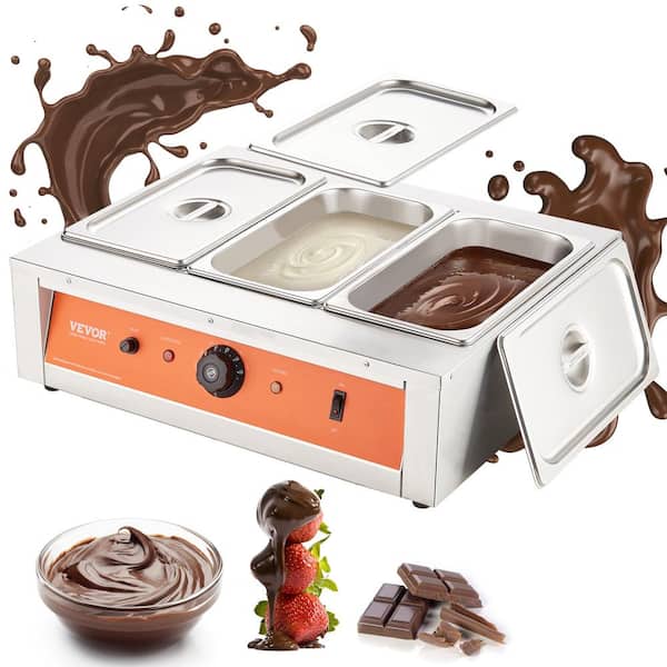 VEVOR Chocolate Tempering Machine, 26.5 lbs 3 Tanks Chocolate Melting Pot Temp Control 86~185°F, 1500W Stainless Steel Electric Commercial Food