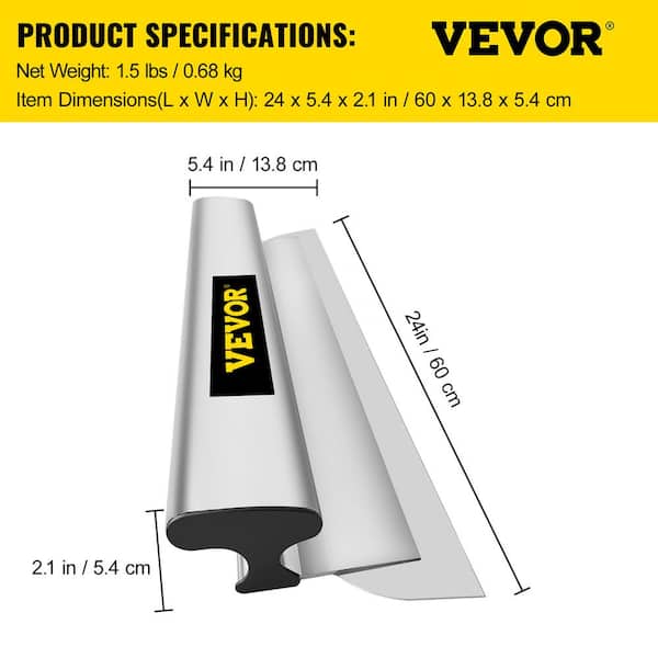 VEVOR Drywall Skimming Blade 24 In. Smoothing Knife European Stainless Steel Construction Knife Aluminum Blade Profile