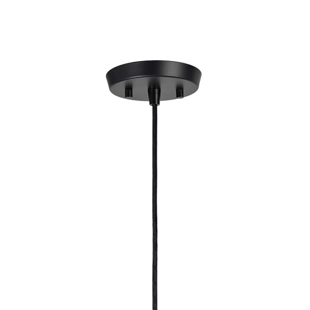 Matte Black Transitional Mini Pendant with Metal Wire Shade 8" Wide