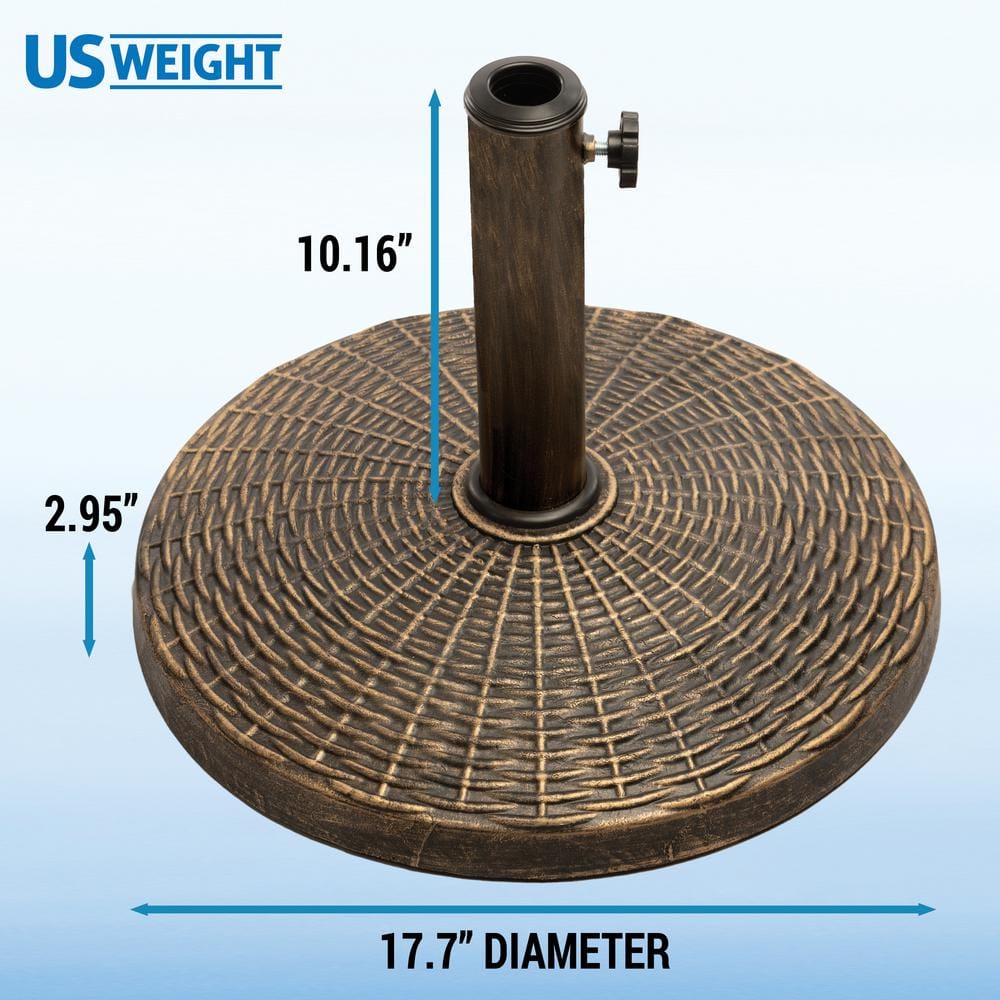 Bronze Wicker Pattern Plastic Patio Umbrella Base, 22lb