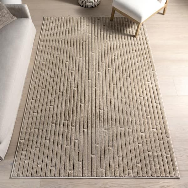 Zipporah Striped Beige 9 ft. x 12 ft. Outdoor Area Rug