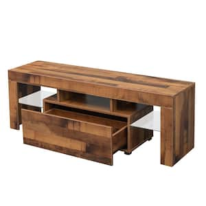 51.18 in. W Copper Wooden TV Stand with LED RGB Lights TV's up to 60 in.