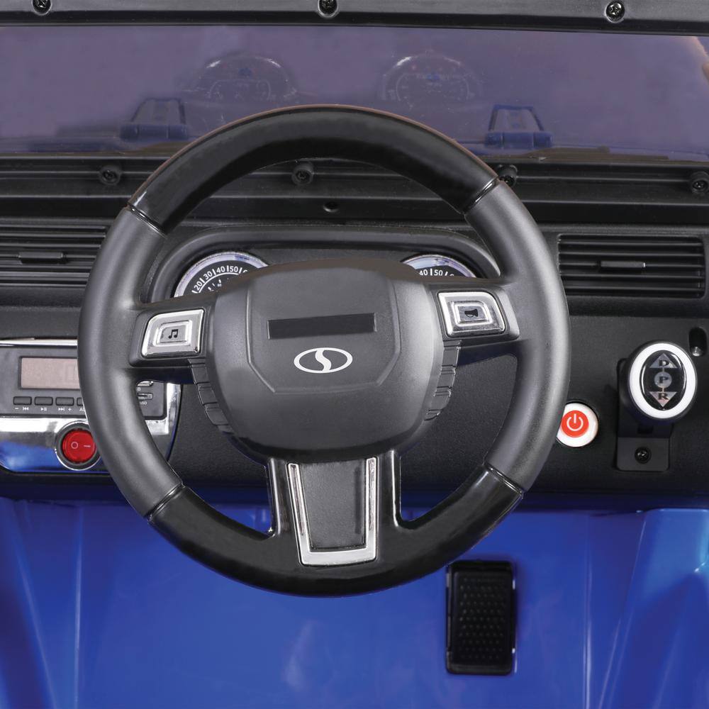 Blue 24-Volt Kids Ride-On SUV with Snow Plow and Remote