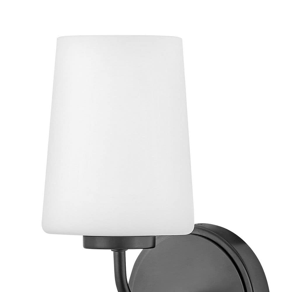 Lark Kline 11" Black Steel and Etched Opal Glass Vanity Light