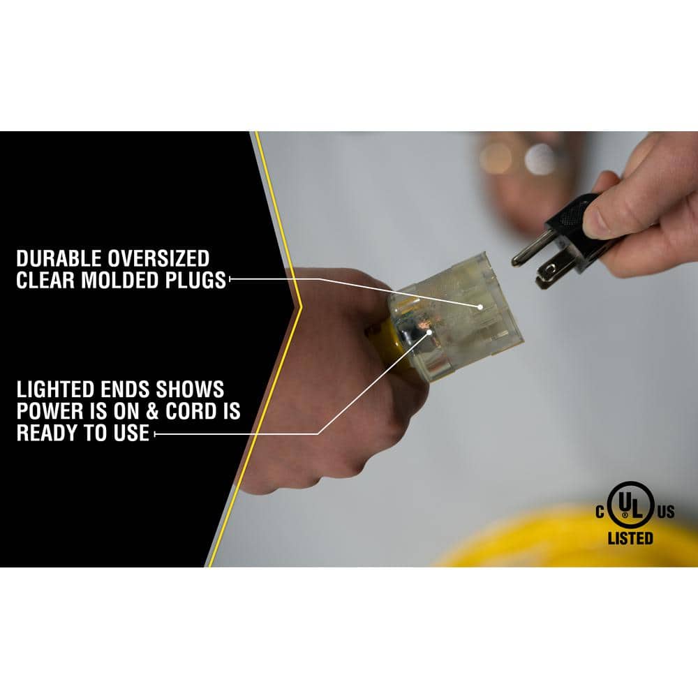 Yellow 50 ft. Outdoor Heavy-Duty Extension Cord with PVC Insulation