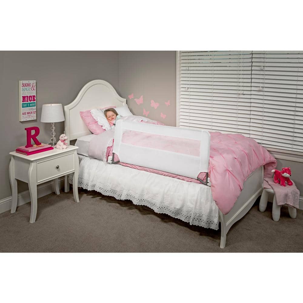 White Mesh Swing Down Bed Rail Guard with Steel Frame