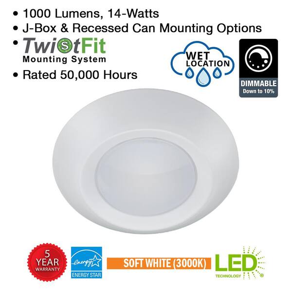 ETi 5 in. 6 in. LED Disk Light White Flush Mount Ceiling Light