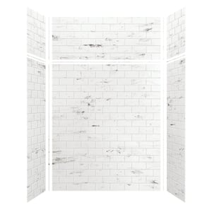 Saramar 60 in. W x 96 in. H x 36 in. D 6-Piece Glue to Wall Alcove Shower Wall Kit with Extension in. White Venito