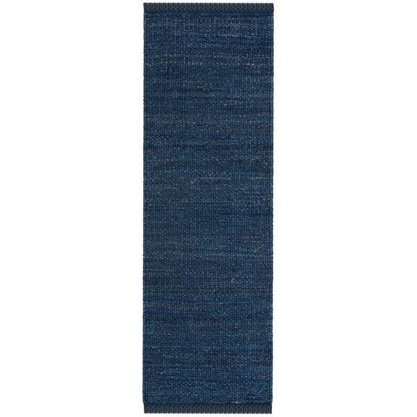 SAFAVIEH Natural Fiber Navy 3 ft. x 12 ft. Solid Runner Rug