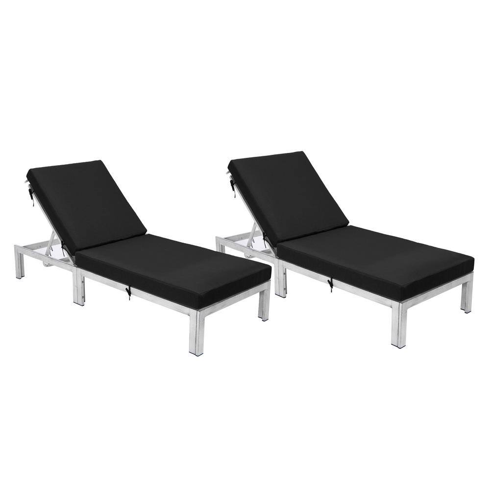 Leisuremod Chelsea Modern Weathered Grey Aluminum Outdoor Chaise Lounge