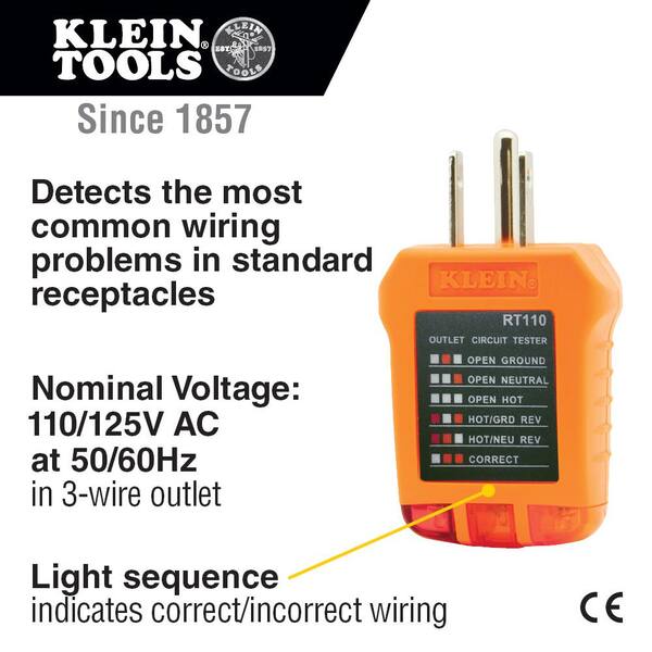 Klein Tools Receptacle Tester Rt110 The Home Depot