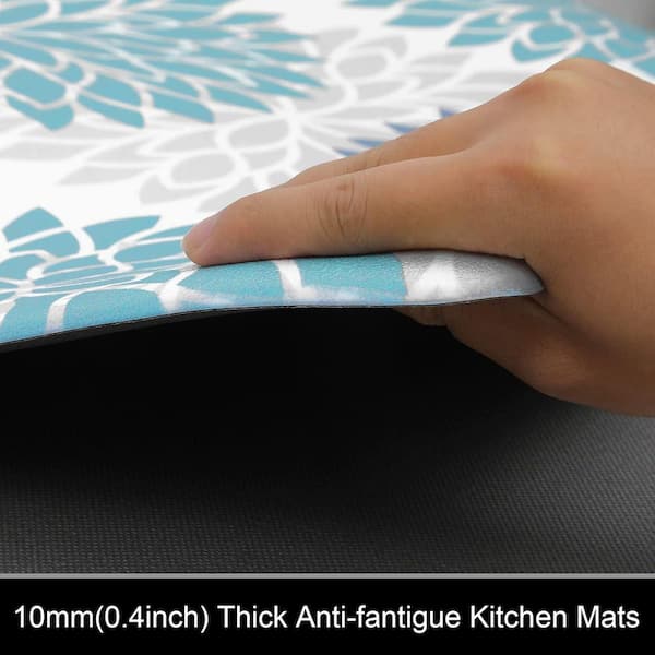 Blue 59 in. x 20 in. Indoor Anti Fatigue Non Slip Kitchen Rugs and Mats Set of 2