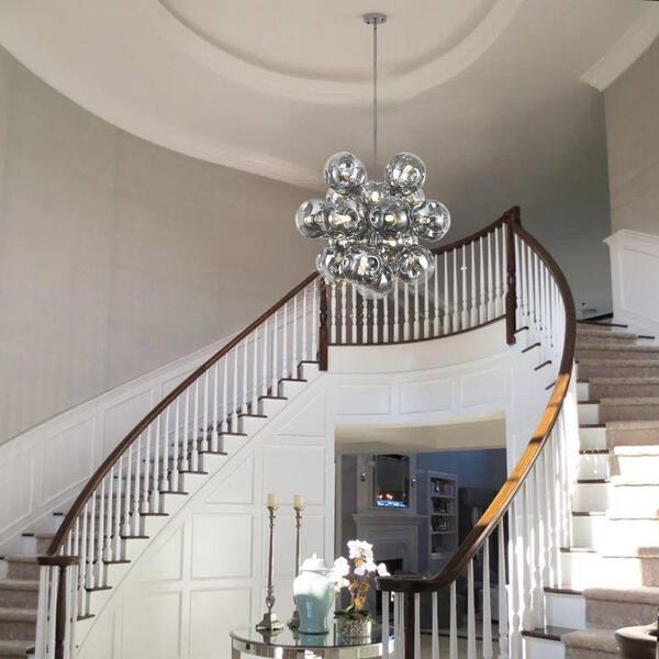 PAKOKULA Modern Sputnik 25-Light Silver Bubble Cluster Chandelier