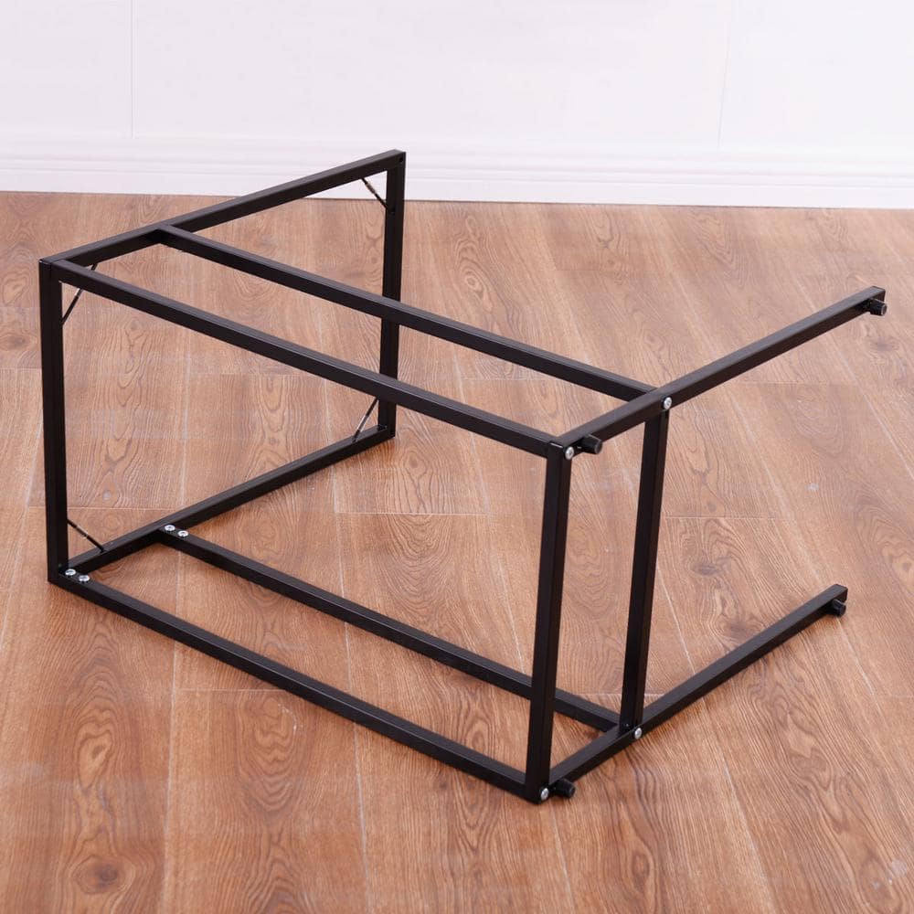Sleek 26" Metal and Glass Sofa Side Snack Tray Table