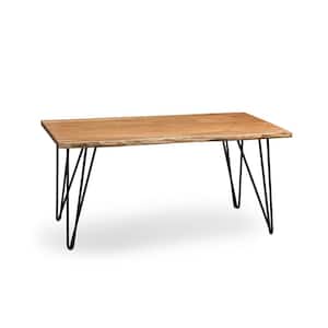 Hairpin 42 in. Natural Rectangle Wood Top Coffee Table with Live Edge