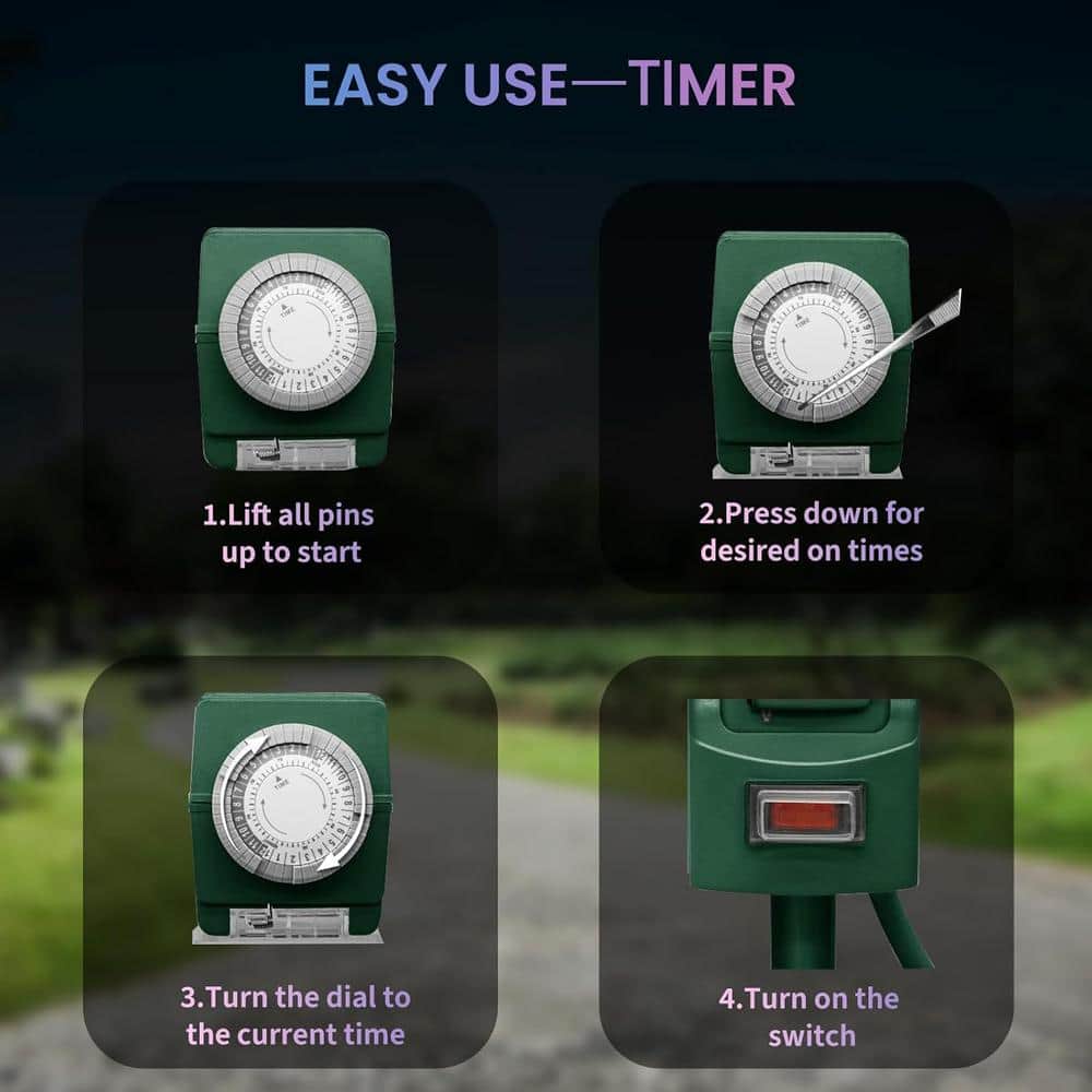 Green 6-Outlet Outdoor Stake Timer with Remote Control