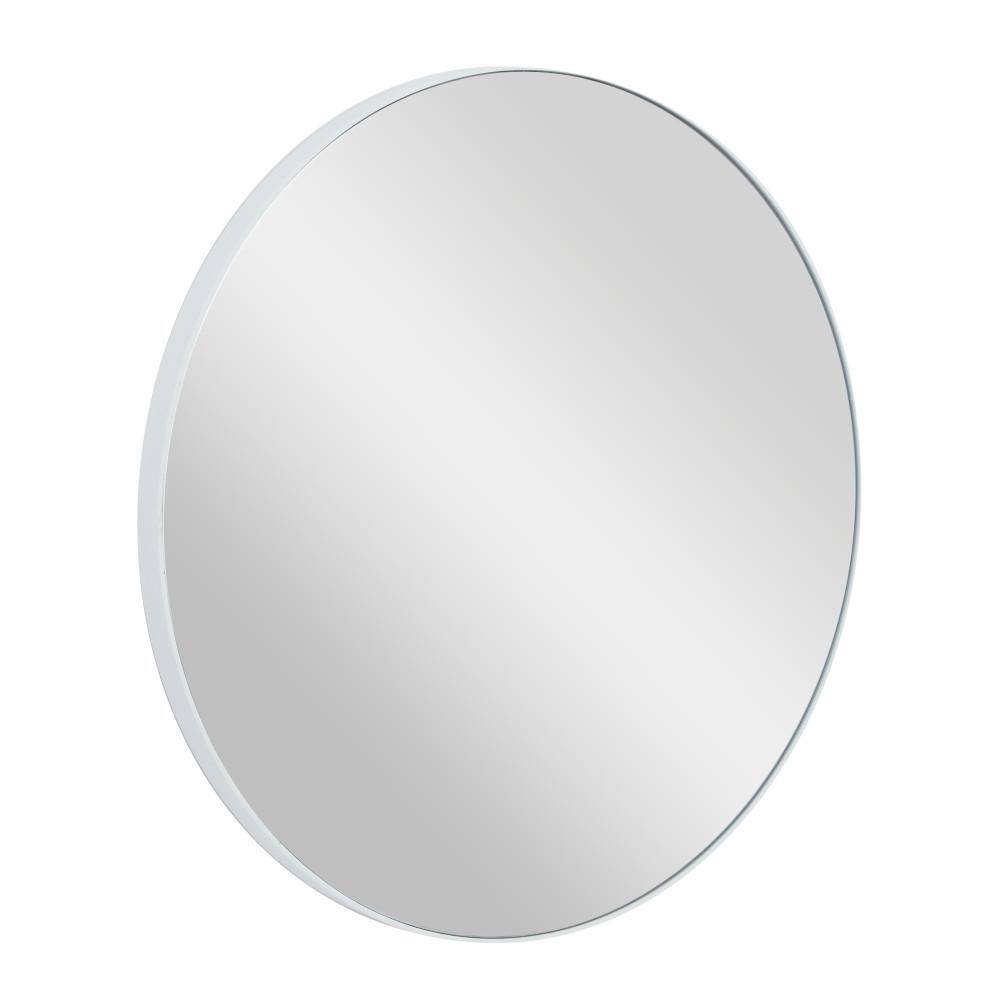 30" Sleek Black Wood Round Wall Mirror