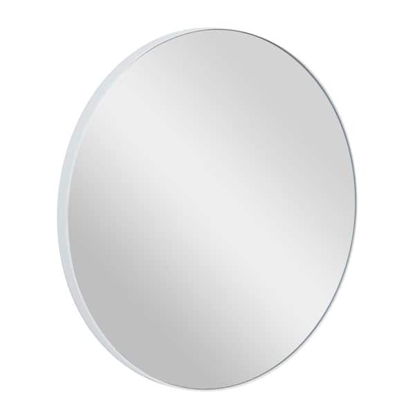 30 in. x 30 in. Round Framed White Wall Mirror with Thin Frame