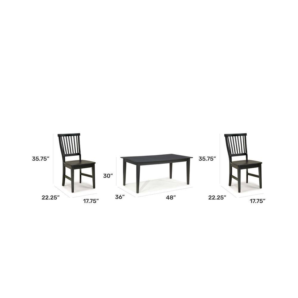 Black Solid Wood 7-Piece Dining Set with Contoured Chairs
