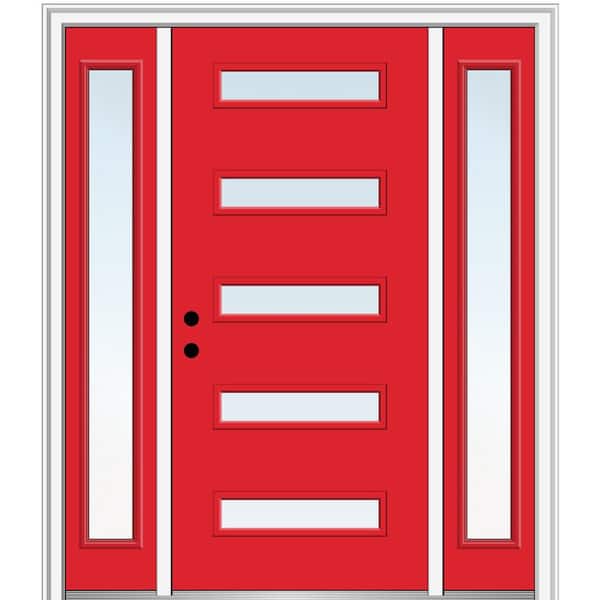 MMI DOOR 68.5 in. x 81.75 in. Davina Right-Hand Inswing 5-Lite Clear Low-E Painted Fiberglass Prehung Front Door with Sidelites