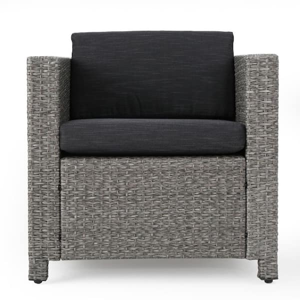 Unbranded Wicker Outdoor Lounge Chair with Black Cushion, Luxe Club Chair-Stylish and Durable Seating