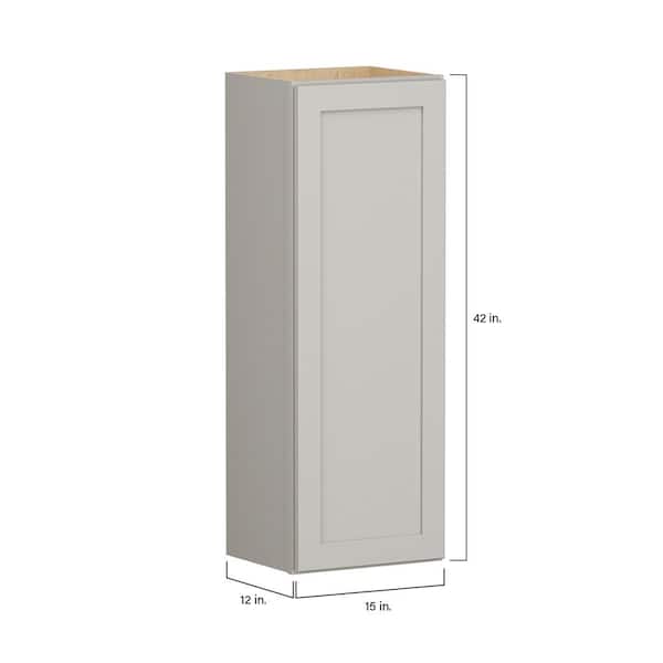 SIMPLY WOODMARK PRO Shaker Full Overlay 15 in. W x 12 in. D x 42 in. H Plywood Assembled Wall Kitchen Cabinet in Stone Gray