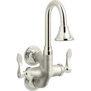 Triton Bowe Cannock Double Handle Full-Flow Service Sink Faucet with Gooseneck Spout in Vibrant Bright Nickel