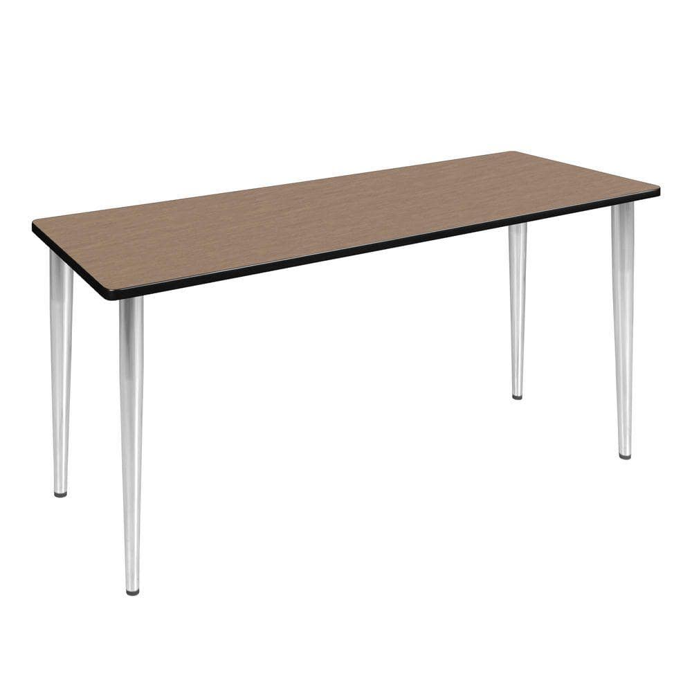 Kahlo 66 in. x 24 in. Noble Oak Top Training Seminar Table Desk, Chrome Tapered Legs