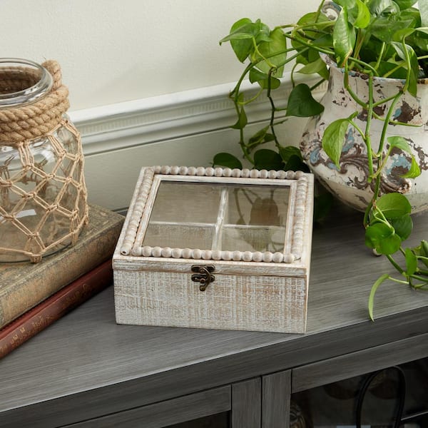 Litton Lane White Farmhouse Wood Decorative Box