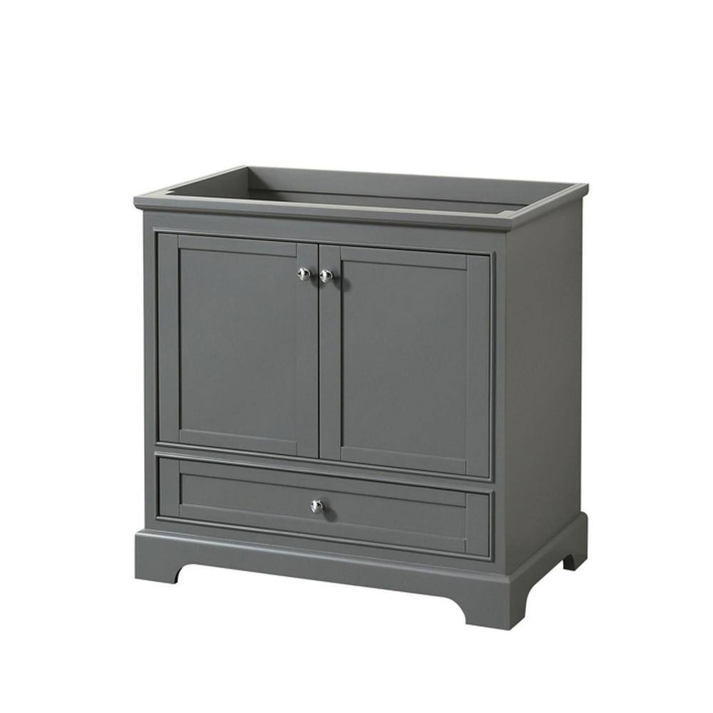Deborah Dark Gray 35" Single Freestanding Vanity Base with Polished Chrome Hardware