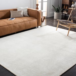 Soho Ivory/Beige 8 ft. x 8 ft. Solid Color Chevron Square Area Rug