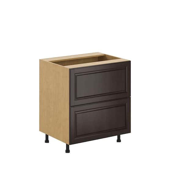 Eurostyle Ready to Assemble 30x34.5x24.5 in. Naples 2-Deep Drawer Base Cabinet in Maple Melamine and Door in Dark Brown